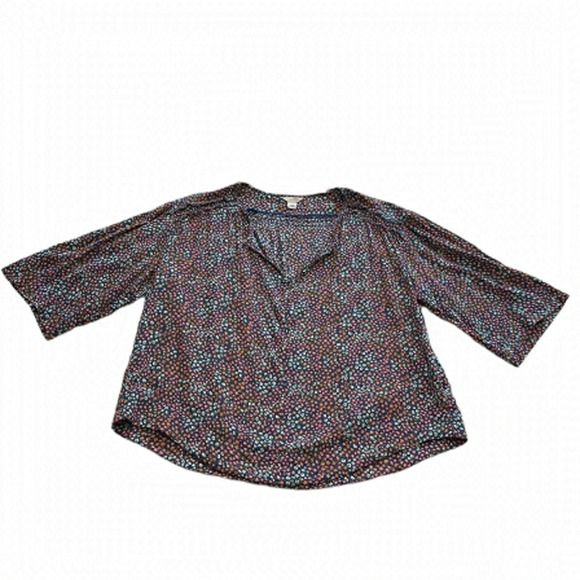 Caslon Floral Print 3/4 Sleeve Blouse - Size Large - Picture 2 of 12